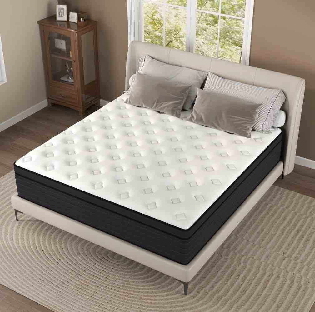 Yilicy 12 inch Queen Mattress, Gel Memory Foam & Spring Hybrid Medium Comfort Mattress in a Box,Adult