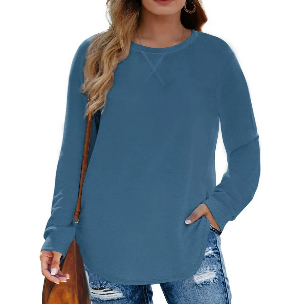 Fantaslook 2XL Plus Size Sweatshirts for Women Crewneck Casual Tunic Tops Long Sleeve Shirts