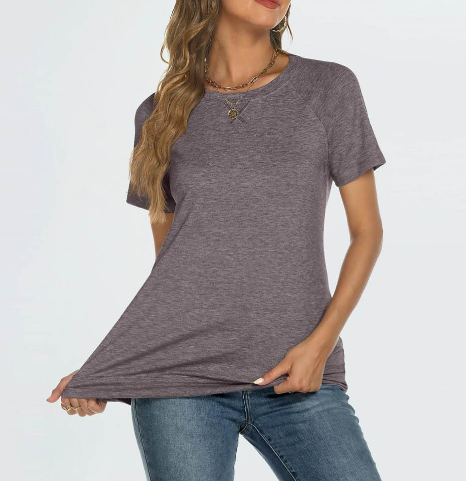 SUNBS T Shirts for Women Short Sleeve Crew Neck Plain Tee Casual Summer Top Women Blouses