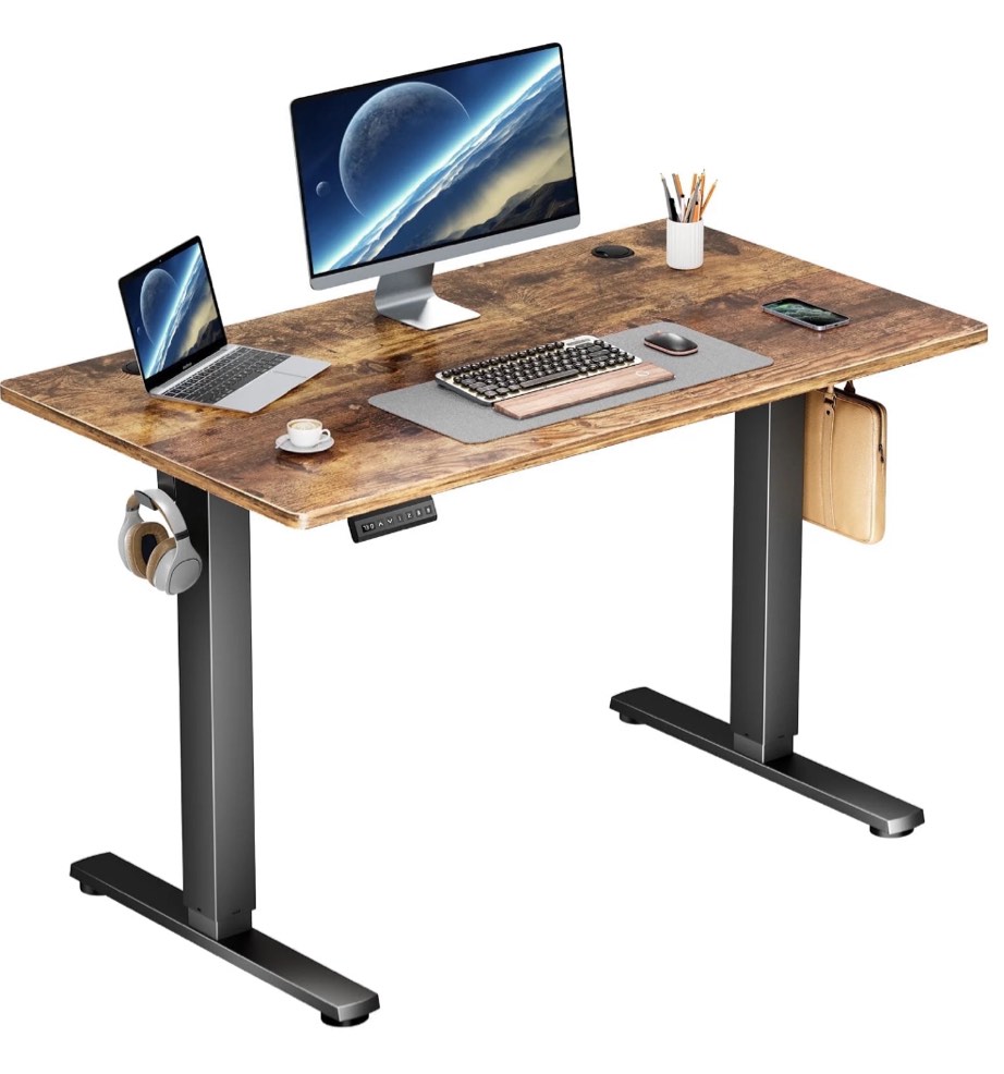 edx Electric Standing Desk, Height Adjustable Desk, 40 x 24 Inches Ergonomic Stand up Desk with Memory Preset and T-Shaped Metal Bracket for Home Office