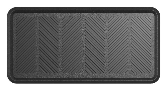 Ottomanson Easy Clean, Waterproof Non-Slip Indoor/Outdoor Rubber Boot Tray, 16" x 32", Black