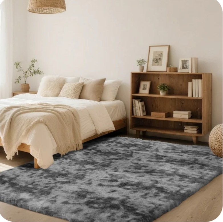 CozyDesg 5ft x 8ft Area Rugs, Soft Fluffy Area Rugs Floor Mat Floor Rugs for Living Room Bedroom Modern Decor Carpet, Dark Gray