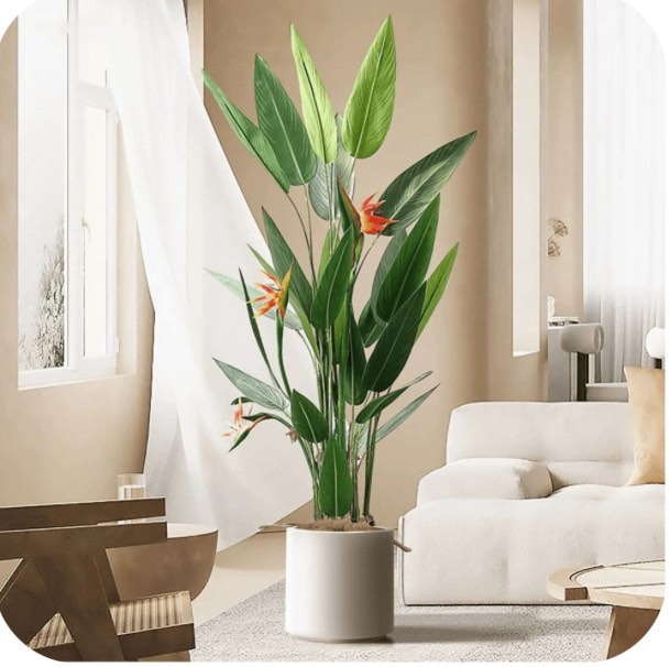 WFUN 4 Feet Artificial Plant Fake Tropical Bird of Paradise Tree for Home Office Wedding Valenine Decor