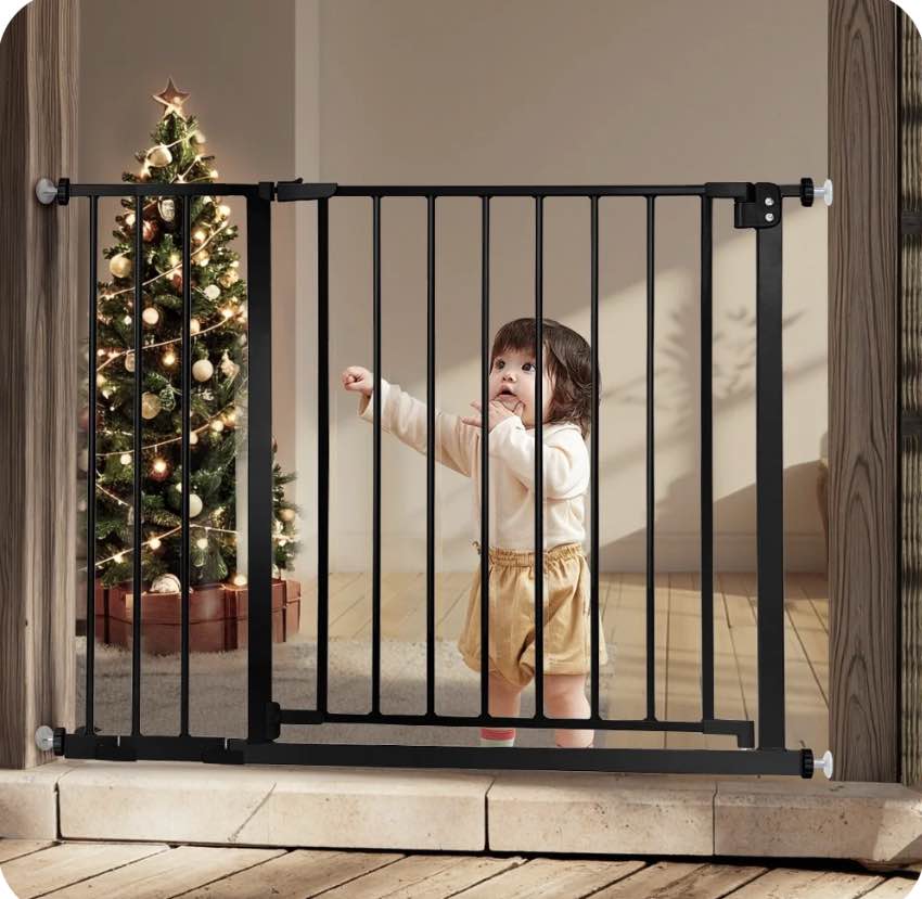 Baby Safety Gate, Baby Gates for Top Stairs Doorway, 29.5''- 40.5''Wide Pressure Mount, Black