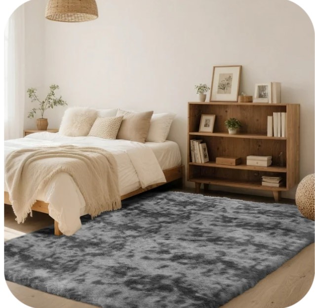 CozyDesg 8ft x 10ft Area Rugs, Soft Fluffy Area Rugs Floor Mat Floor Rugs for Living Room Bedroom Modern Decor Carpet, Dark Gray