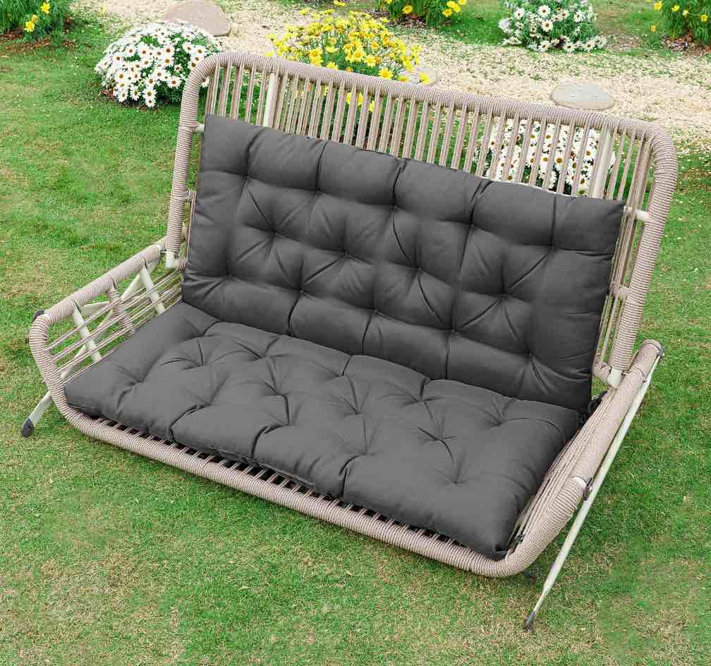 YEERSWAG 42" x 40" Dark Grey Outdoor Bench Cushion, Polyester, Anti-Fading, Waterproof