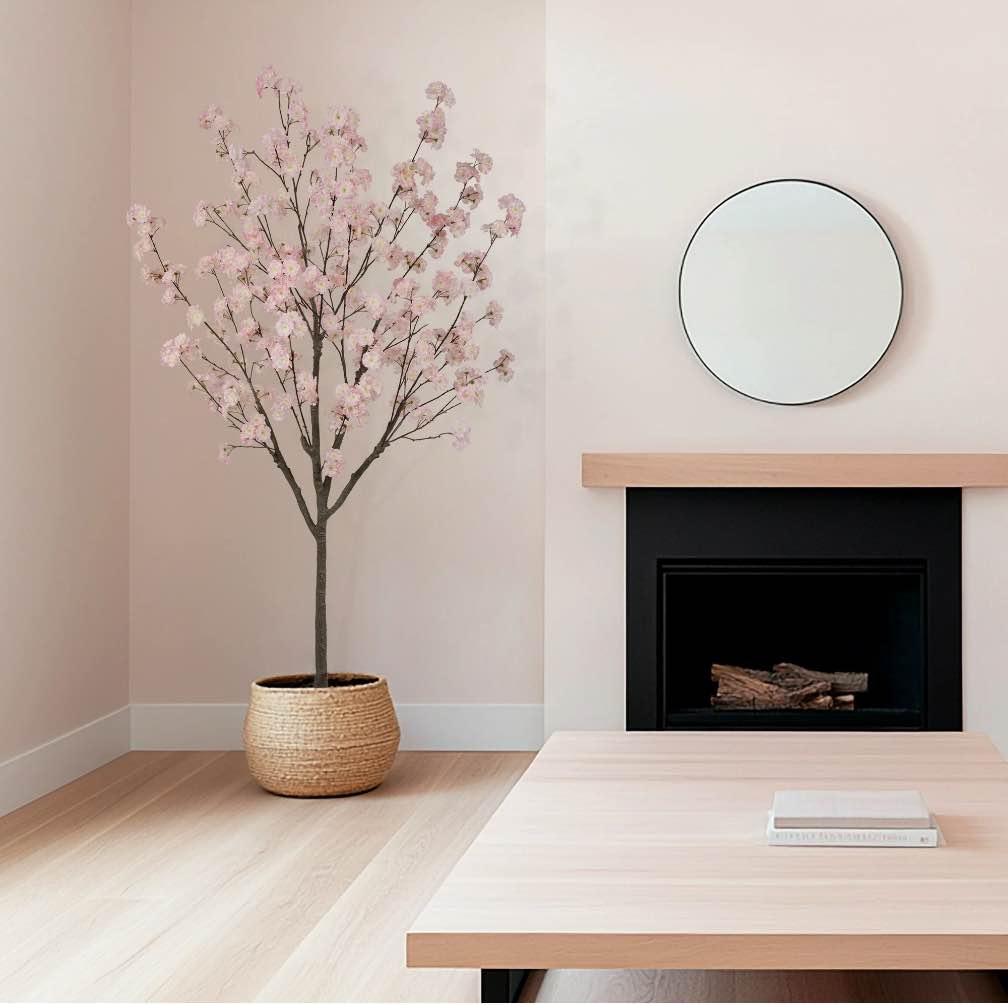 Nafresh 6ft Artificial Cherry Blossom Tree with Vividly Colored Flowers, Realistic Tree Trunk for Indoor Outdoor Decor.