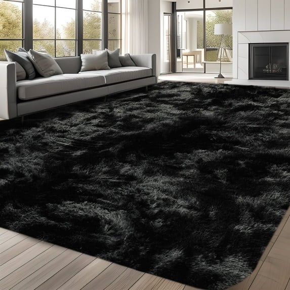 UNTIMATY 9ft x 12ft Area Rug, Soft Fluffy Area Rugs for Living Room Bedroom Kids Room Decor Carpet, Black