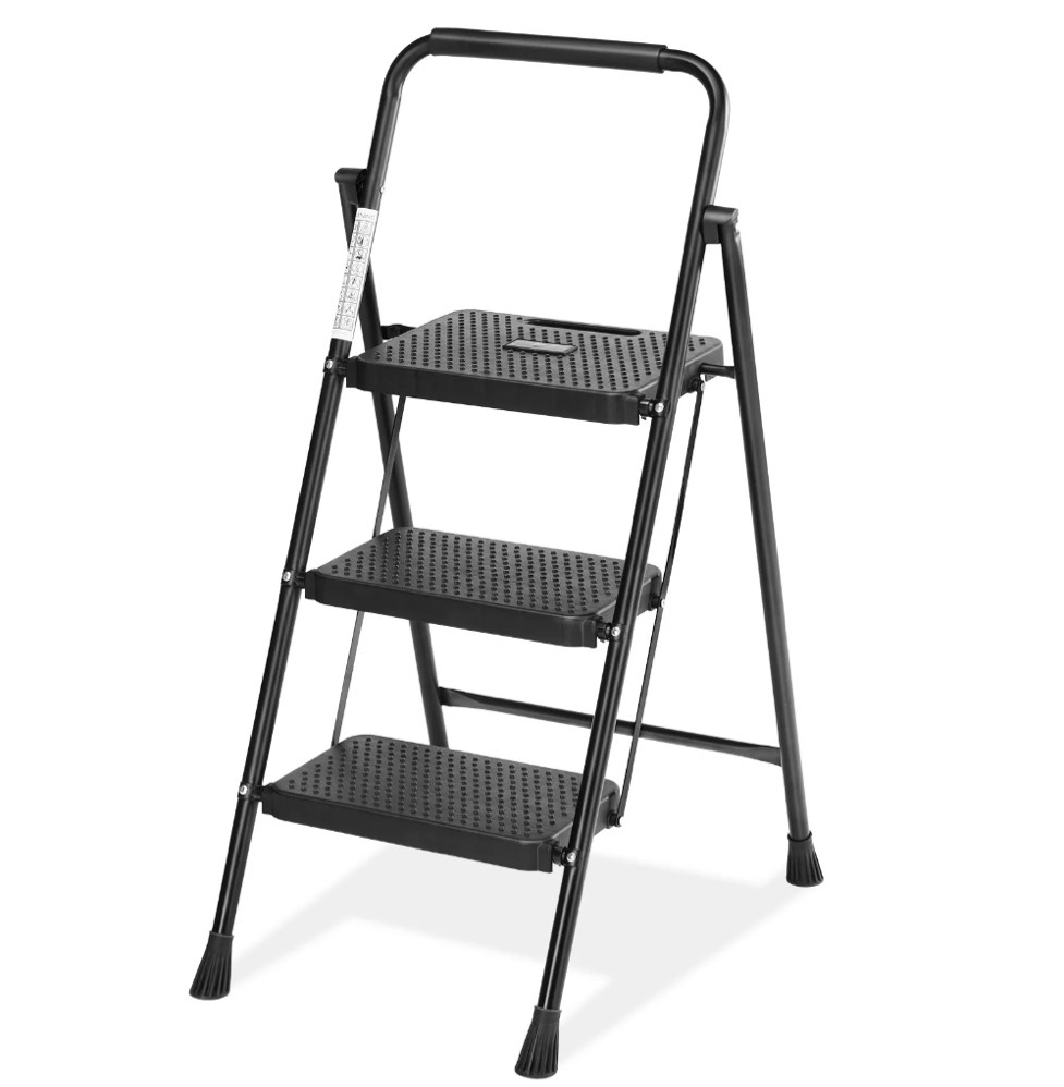 CONCETTA 3 Step Ladder, Folding Step Stool with Anti-Slip Pedal, Lightweight Portable Ladder for Home, Workplace, 800lbs Capacity