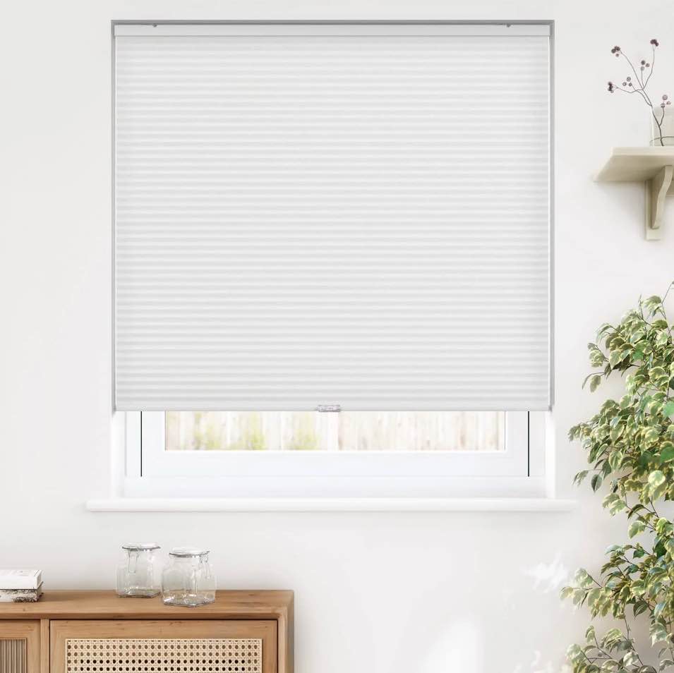 LazBlinds Cordless Cellular Shades, Light Filtering Honeycomb Shades for Home, Thermal Insulation Noise Reduction Blinds for Windows, 22'' W x 64'' H, White