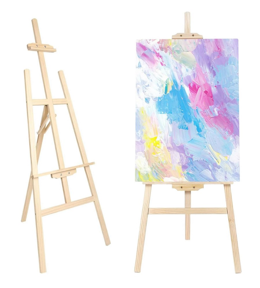 Wooden Painting Easel Stand, Adjustable?Folds Flat for Storage, Ideal for Painting, Office Presentations, Posters, Signage Holds Canvas up to 48 inch