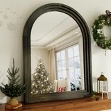 BEAUTYPEAK 40"x 30" Arched Bathroom Mirror Wall Mirror Wooden Frame,Black