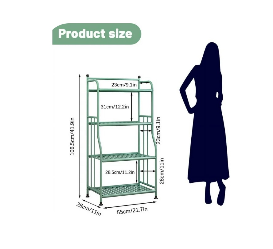 Plant Stand, 4 Tier Metal Plant Stand Flower Pots Holder Storage Shelf, Flower Stand Plant Display for Indoors and Outdoors, Metal, Black