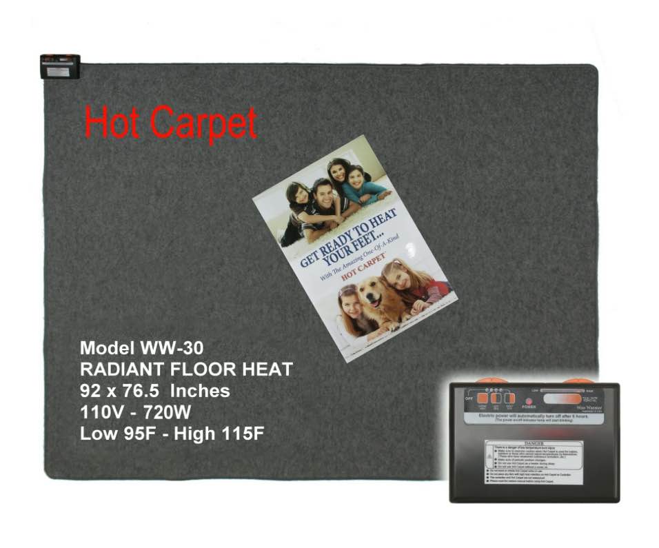 Woo Warmer Hot Carpet Under Rug Instant Radiant Floor Heater Electric Mat Electric Carpet Electric Heated Area Rug Hot Carpet Great for Yoga (720 watt 92" x 76.5 " inches)