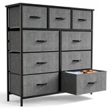ZUNMOS Fabric Dresser for Bedroom 9 Drawer, Grey