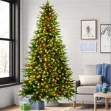 Pre-Lit Artificial Christmas Trees,Green Xmas Tree with Large Christmas Tree Storage Bag,Pinecones, Berries, Realistic Artificial Christmas Trees for Home, Office, Party Decoration