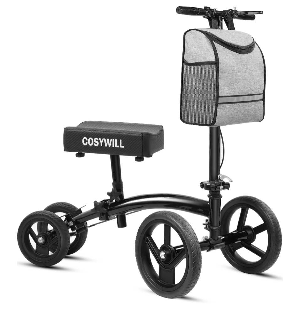 COSYWILL Steerable Knee Scooter,Economy Knee Walker,All Terrain Foldable Medical Scooter for Foot Injuries Crutches Alternative,Black
