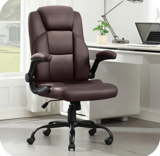 JONPONY Big and Tall Office Chair 400LBS Wide Seat Ergonomic Computer Desk Chair High Back Executive Leather Chair Adjustable Task Chair Lumbar Back Support 8 Hours Heavy Duty Design,9189,Brown