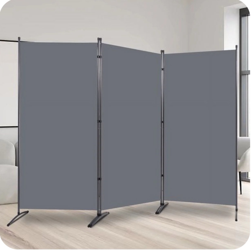 YASRKML Room Divider, 3 Panel Folding Privacy Screen for Office, Room Divider Screen Freestanding Partition Room Separators Fabric Panel 102"x71.3", Gray