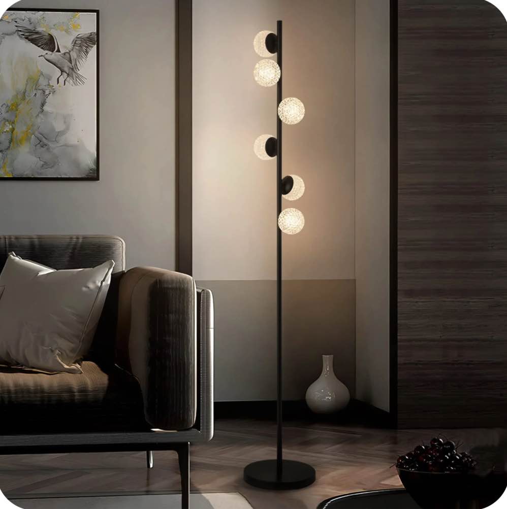 ADISUN Globe Crystal Modern Floor Lamp with Remote Control 6-Heads Dimmable Standing Lamp Tall Lamp for Living Room Bedroom Dining Room Corner Office Study Room