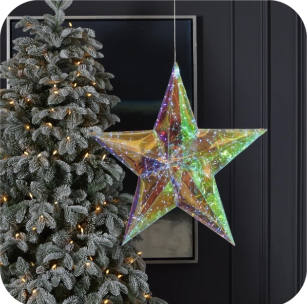 Seasonal LLC Holiday LED Lights - Prismatic Iridescent Traditional Star 24"