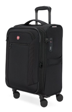 SWISSGEAR Stride Expandable Carry-On Spinner Luggage, Black, 8 Wheels and Built-in TSA Lock