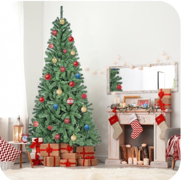 Bringstar 6FT Unlit Artificial Christmas Tree, Green Xmas Tree with 500 Tips and Folding Metal Stand, for Indoor Holiday Decoration