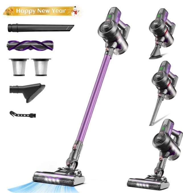 INSE Cordless Vacuum Cleaner,6-in-1 Stick Handheld Vacuum 25kPa Ultra-Light for Carpet Floor Pet Hair,N660