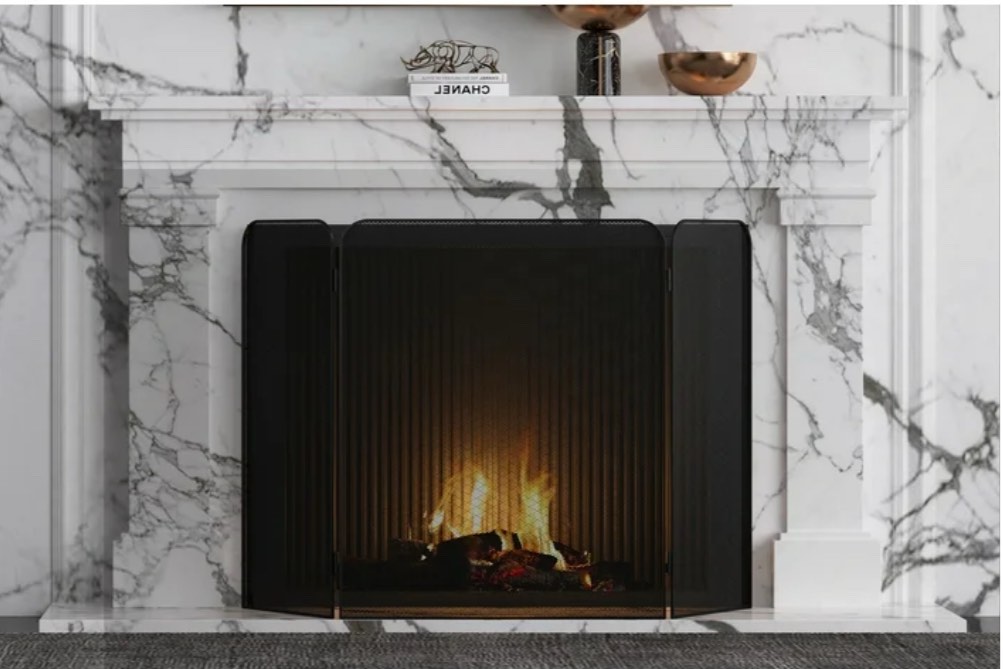 Fire Beauty 3-Panel Metal Fireplace Screen for Fireplace Fire Spark Guard Grate for Living Room Home Decor(29" x 48")