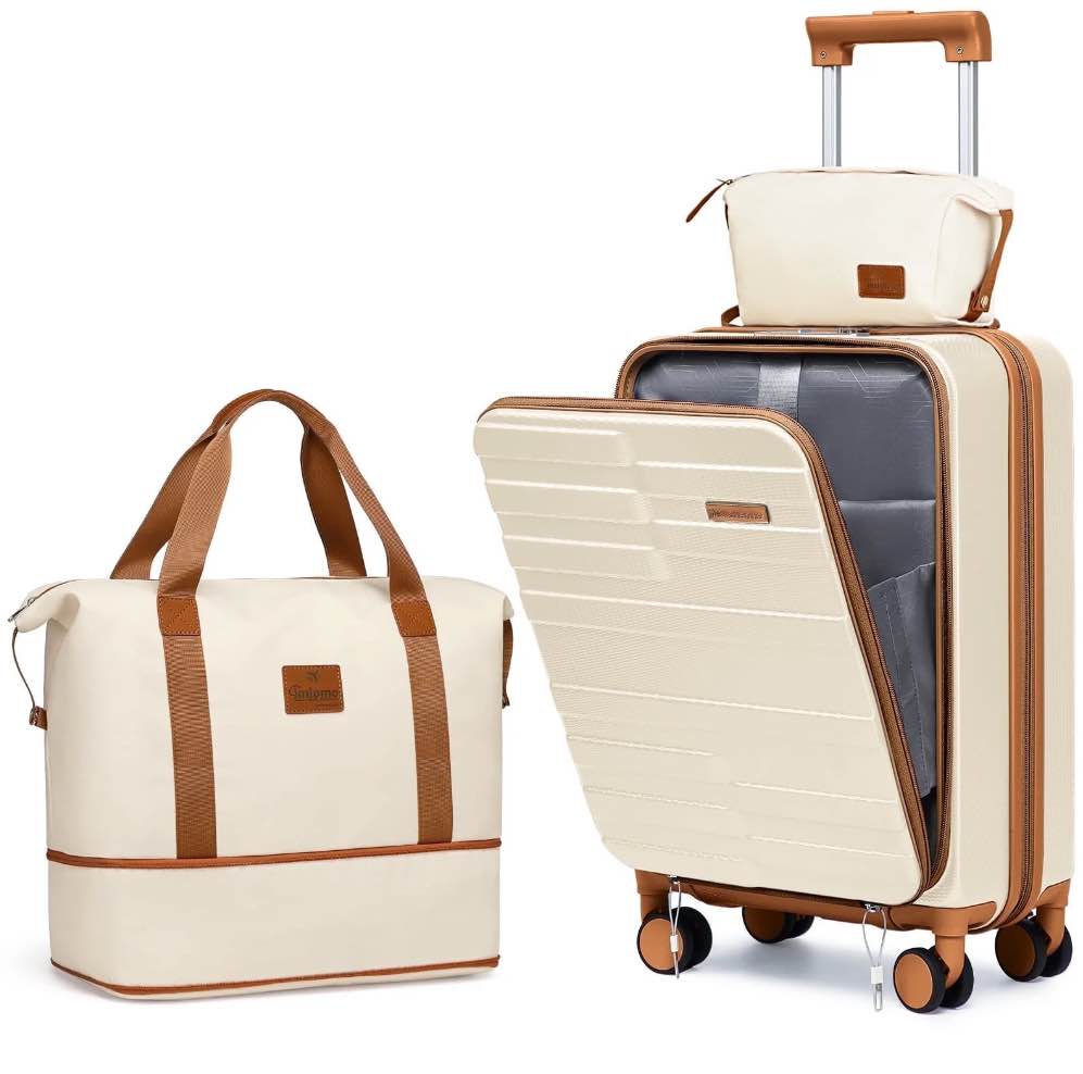 Joyway 3-Piece Front Opening Cover Carry-on Luggage Side Hooks TSA Lock Spinner Wheels YKK Zippers