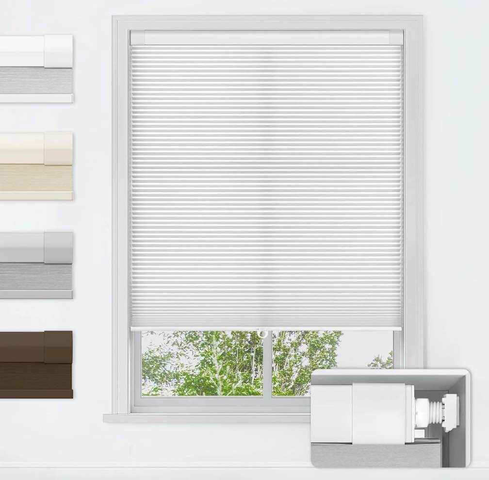 LazBlinds No Tools No Drill Cordless Cellular Shades, Light Filtering Honeycomb Shades for Home, Thermal Insulation Blinds for Windows, 19" W x 36" H, White