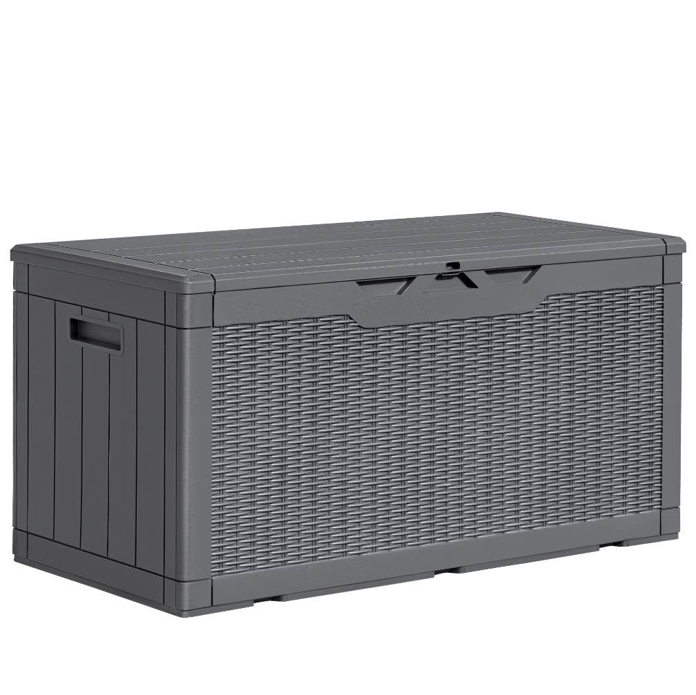 Homall 100 Gallon Outdoor Box Deck Plastic Resin Storage Box, Gray