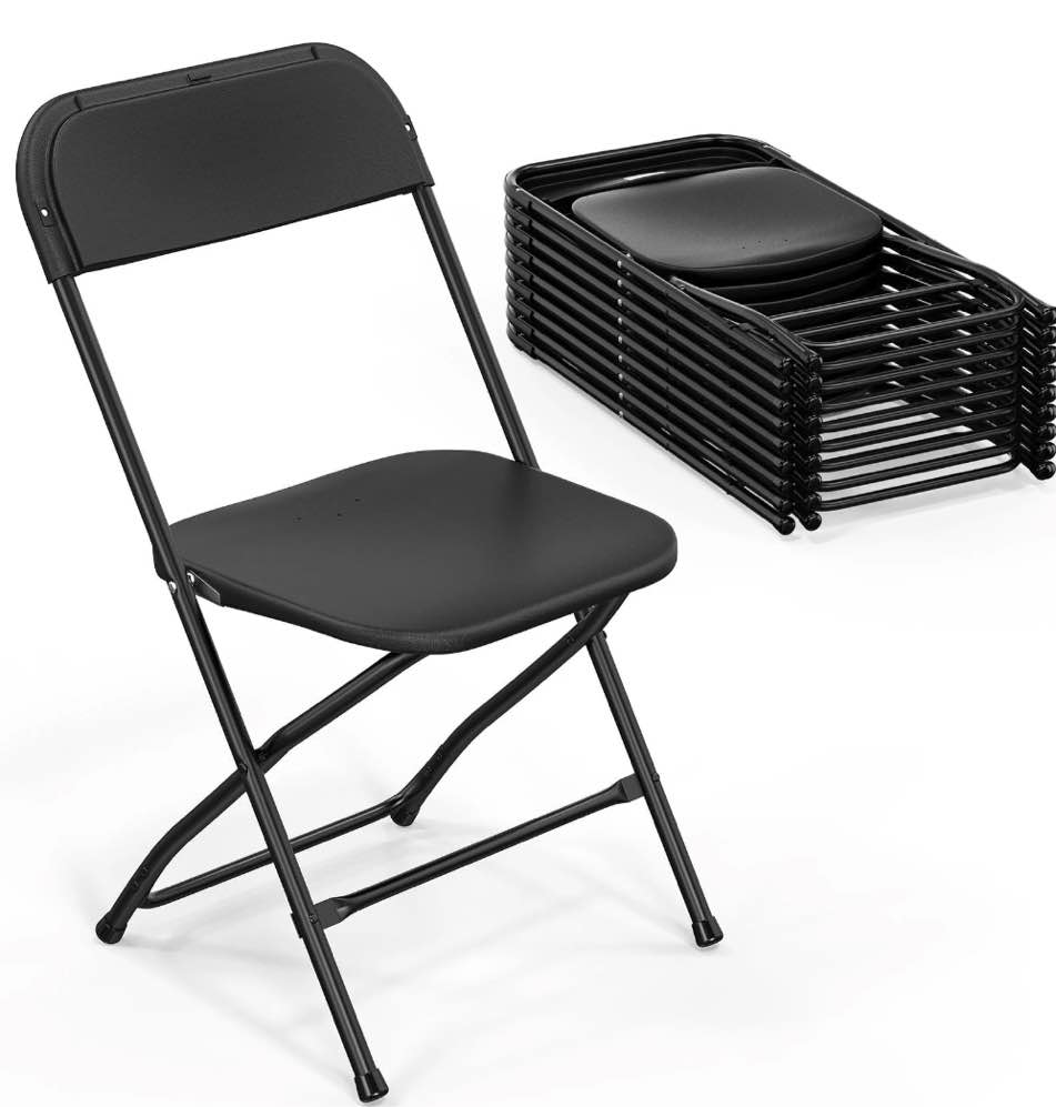 Matladin 6 Pack Folding Chairs, Portable Plastic Chairs for Outdoor, 350lb Capacity, Black