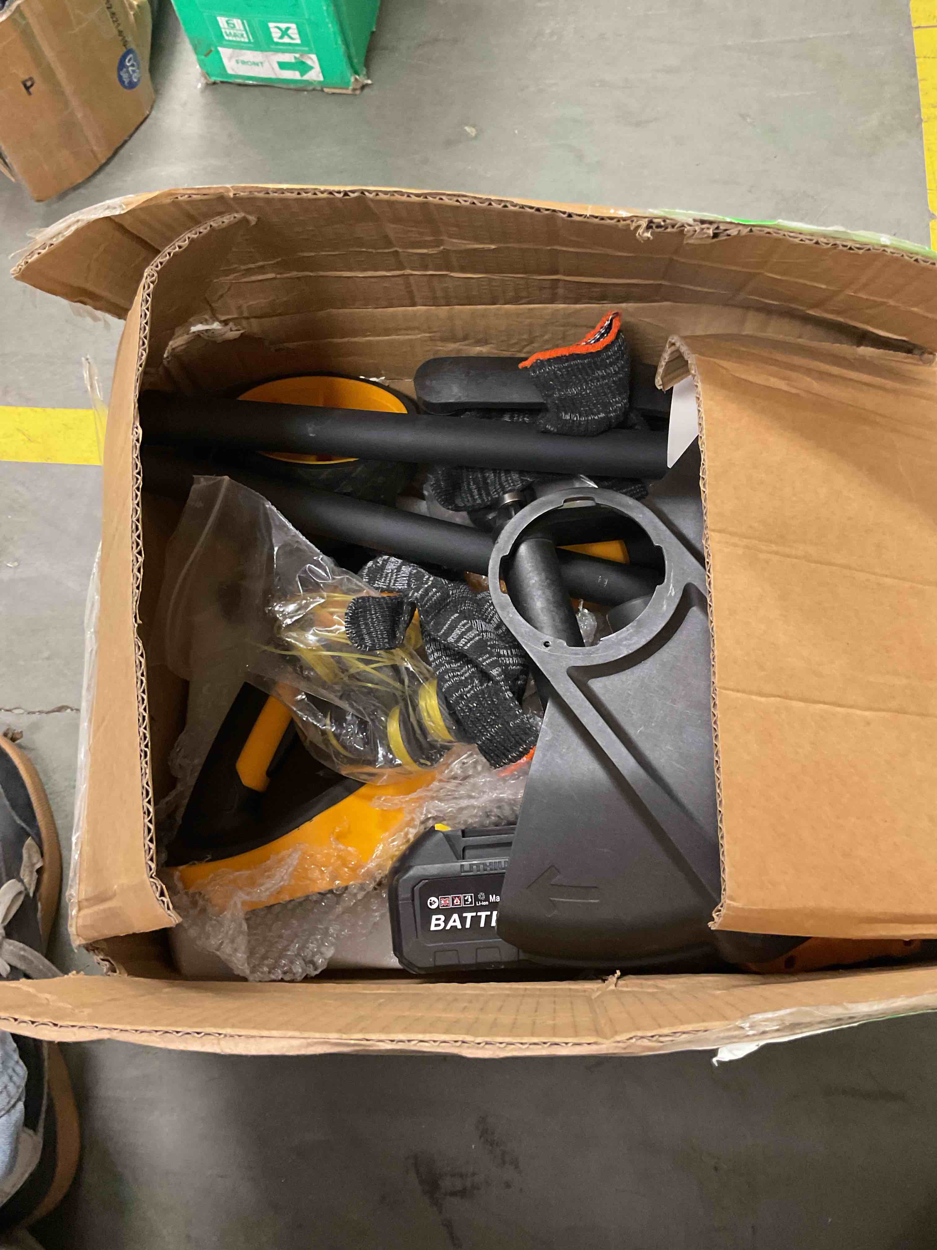 Condition photo showing Good Condition for 20000rpm 4-in-1 weed eater battery powered with wheel, 6000mah weed wacker cordless heavy duty brush cutter edger lawn tool/weed trimmer/grass trimmer w/wheel metal blade, 2 battery yard tool