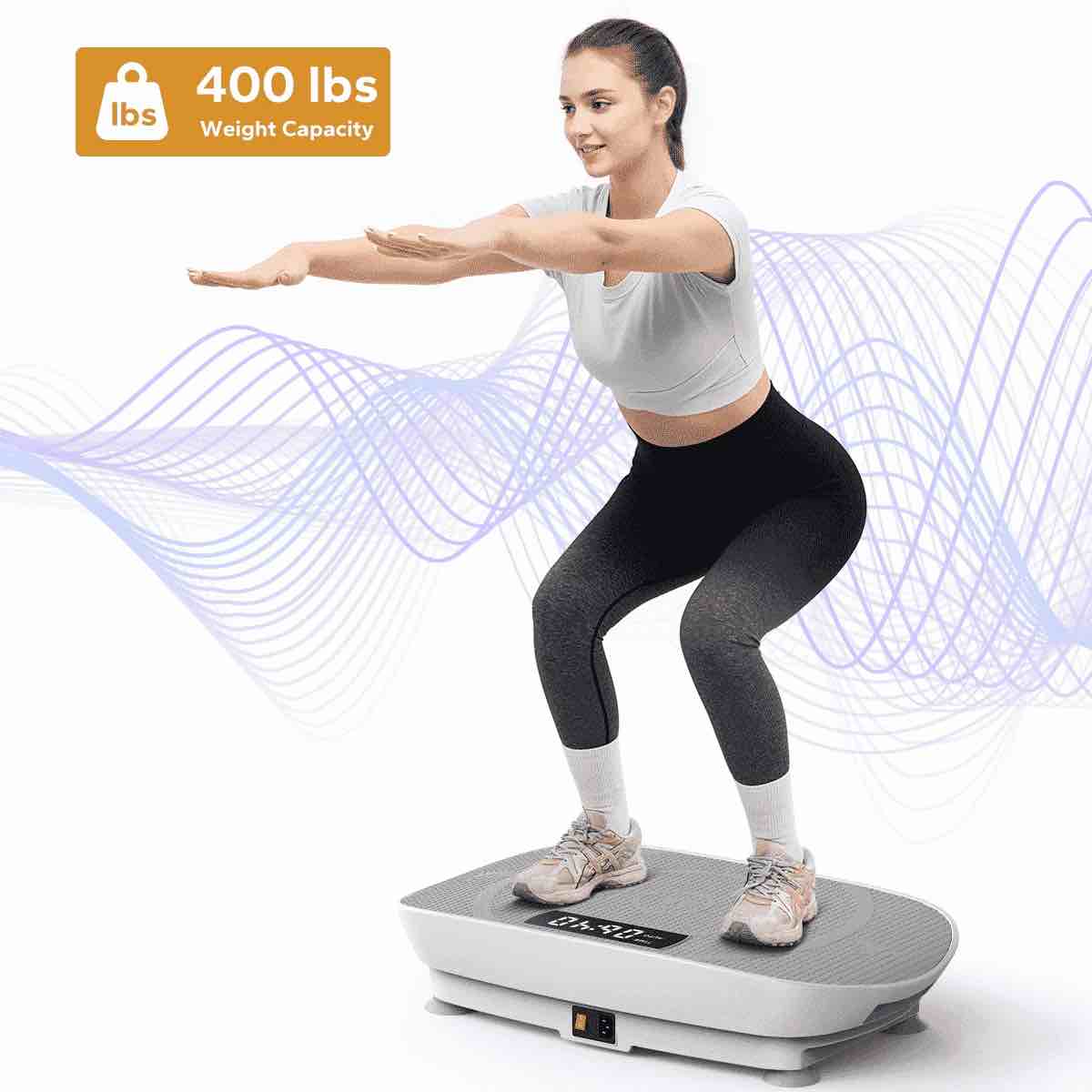 MERACH 400lb Vibrating Plate Muscle Toner Resistance Band Whole Body Vibration Exercise Equipment Machine with Remote Control Home Gym