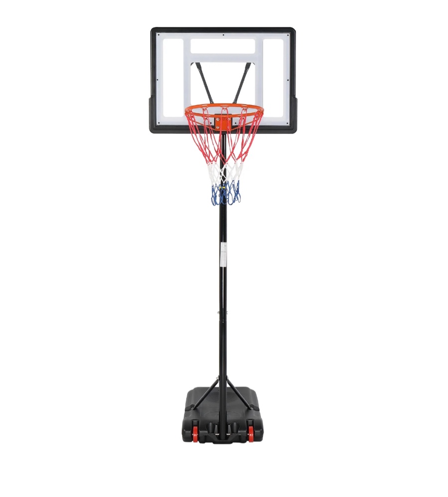 ktaxon 33 in. portable basketball hoop stand  6.5-8 ft adjustable basketball goal system  with pvc backboard indoor/outdoor