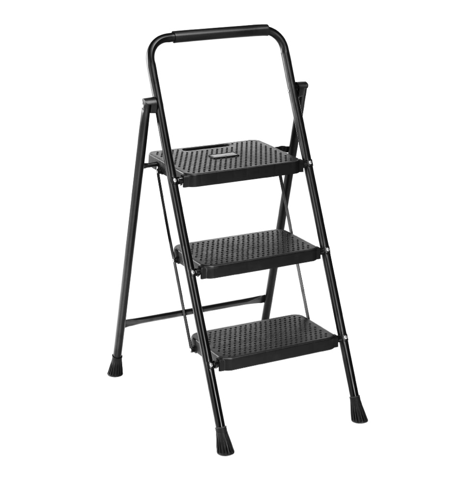 edx 3 step ladder  portable folding step stool heavy duty  anti-slip  lightweight 800lbs capacity