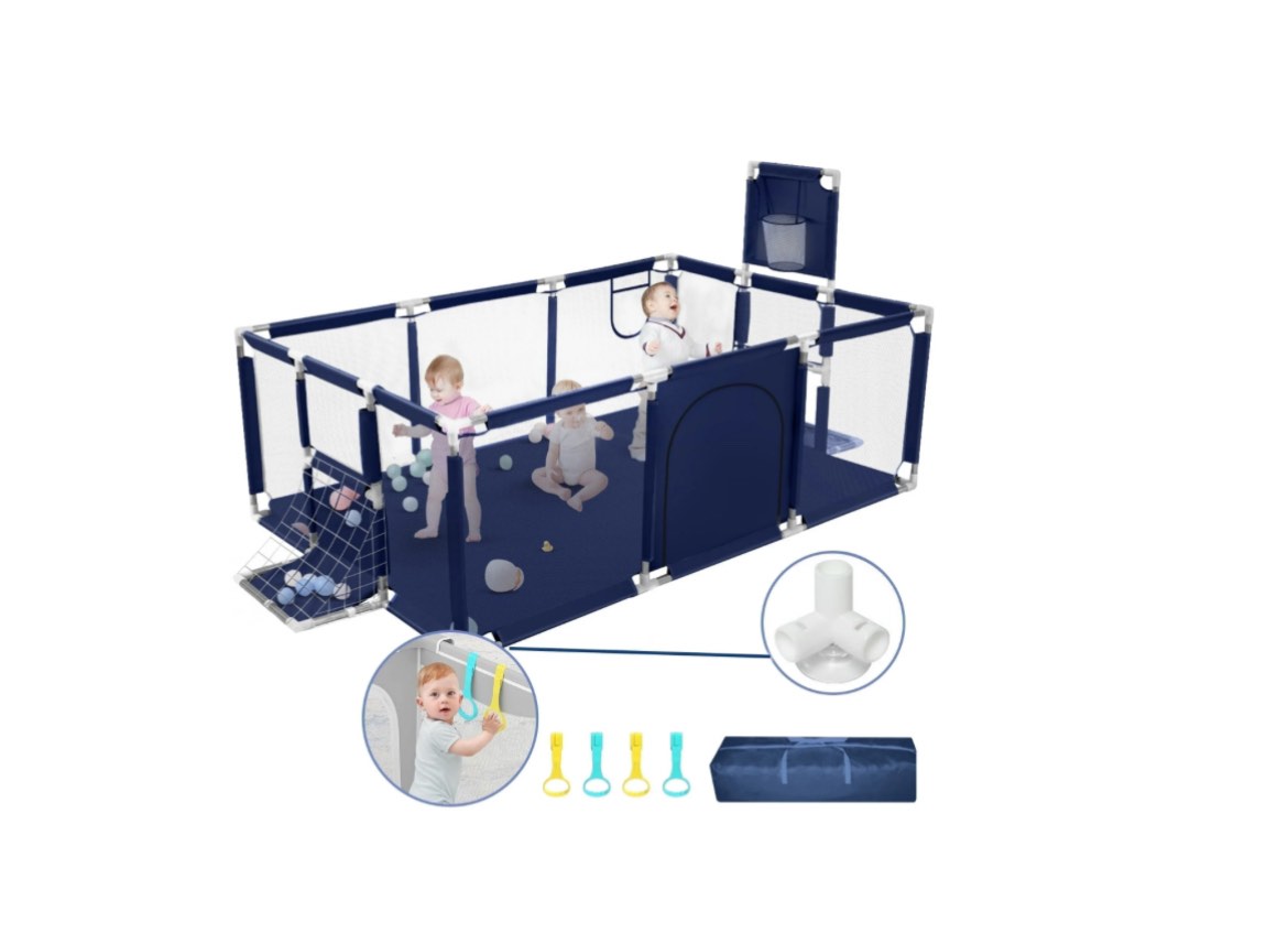 hioha extra large baby playpen, big play pens for babies and toddlers, gap-free, climb-proof baby playards for indoor fun, baby gate playpen with zippered door and storage bag