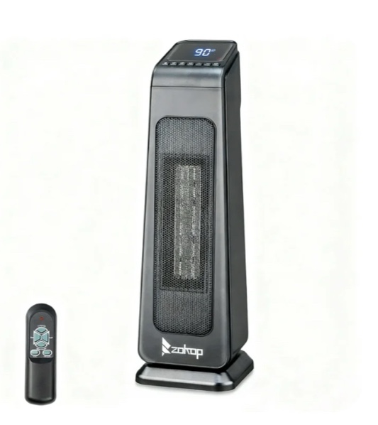 ktaxon space heater indoor,23" portable electric heater with 3 heat settings, 70° oscillation, timer, remote control, tip-over switch,quiet portable heater for office, bedroom, large room,black