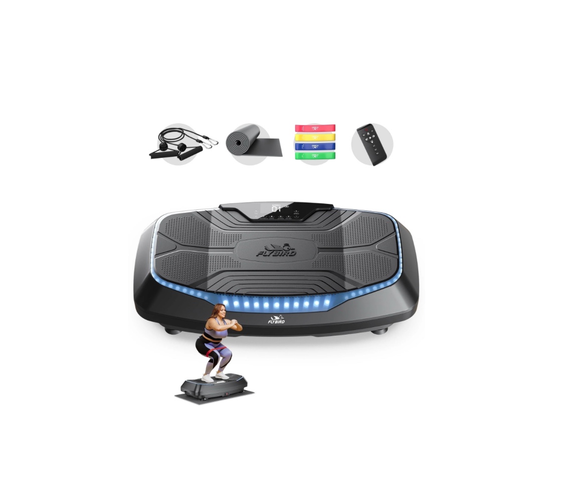 FLYBIRD 4D Vibration Plate: Triple Motors, 500lb Capacity - For Bone Strength & Lymphatic Drainage