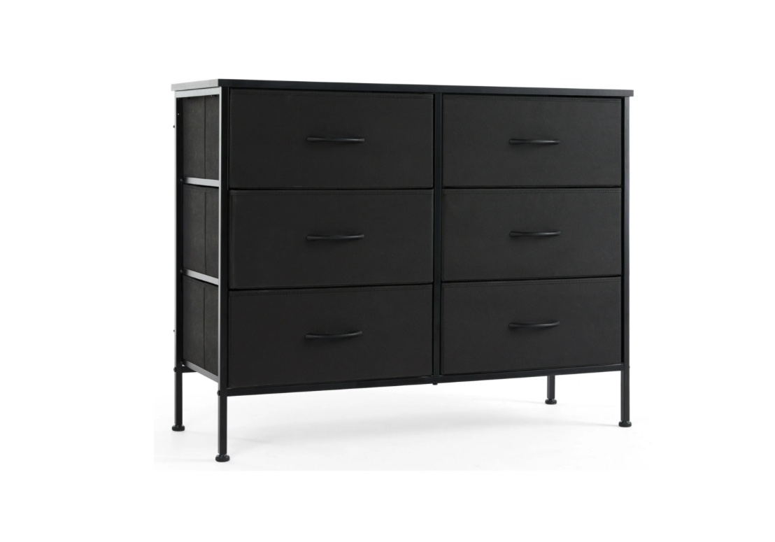 concetta 6 fabric drawers, dresser for bedroom chest of dresser tv stand for living room, nightstand for bed, black