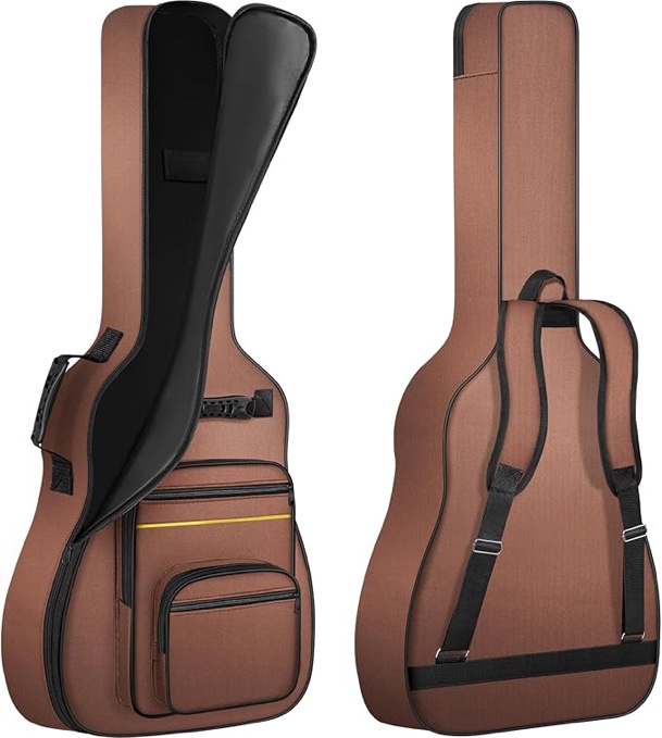 ANILD Bass Guitar Bag Bass Guitar Case Gig Backpack with Thick Padding Dual Adjustable Shoulder Strap brown