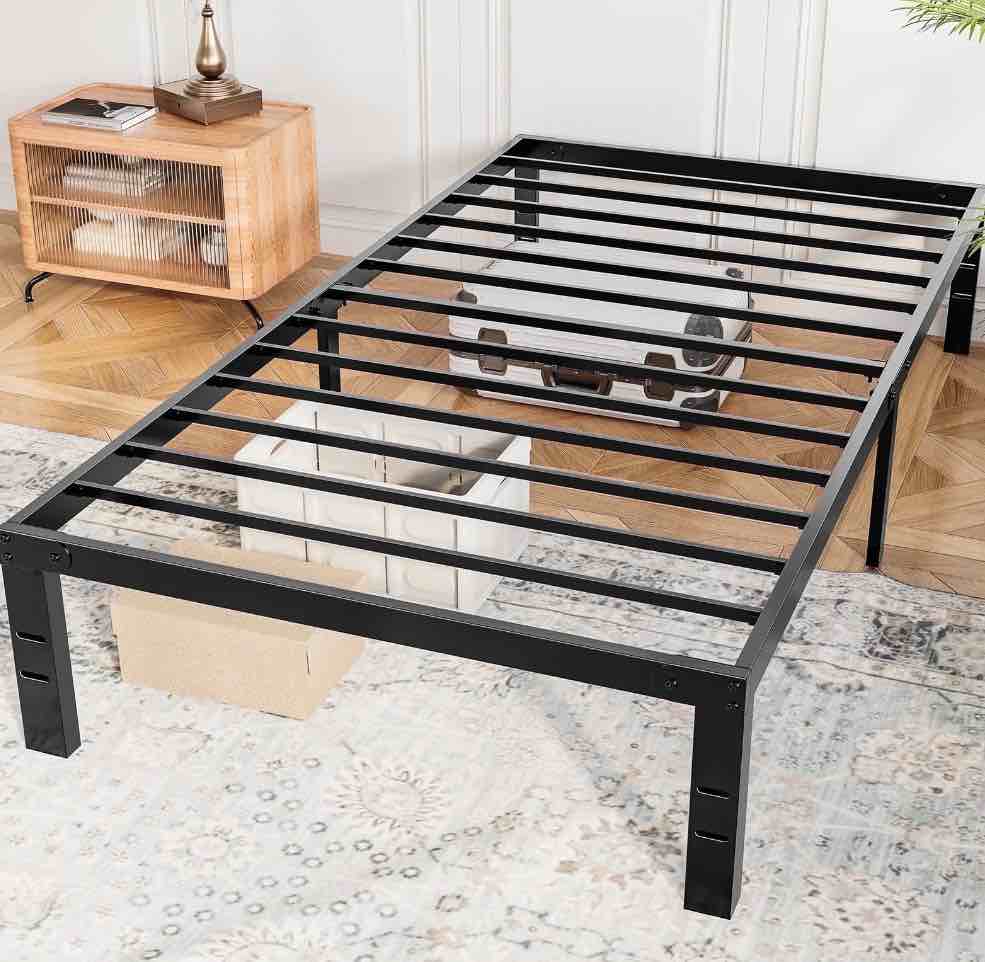 CONCETTA 14" Twin Bed Frame, Heavy Duty Metal Platform Bed Frame with Underbed Storage for Bedroom, No Box Spring Required, Black