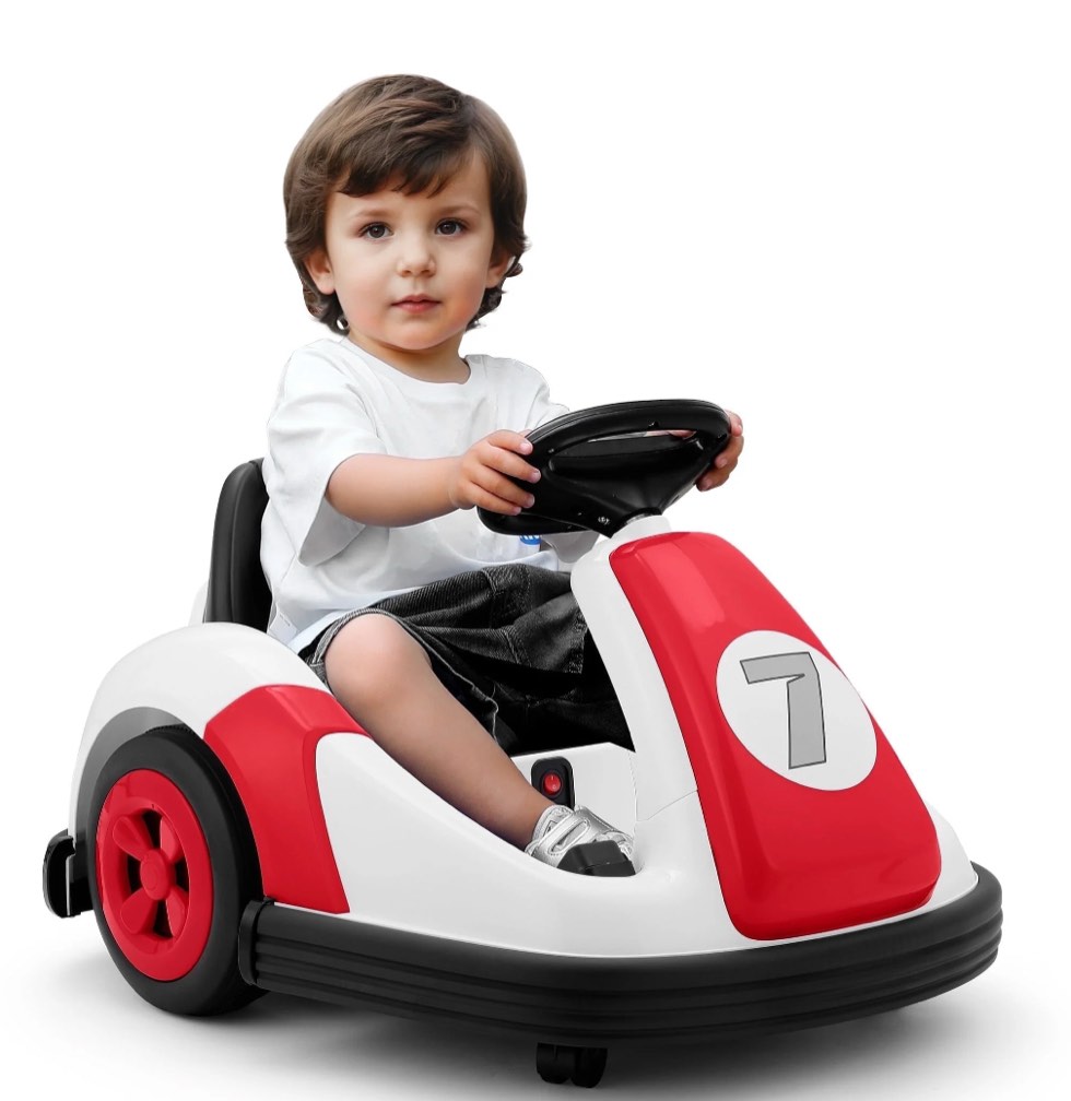 Neche 12V Bumper Car, Toddler Ride On Toy 2 Speed, 360° Rotating Toddler Car with Remote Control, for Kids 2-5 Years Old, Red