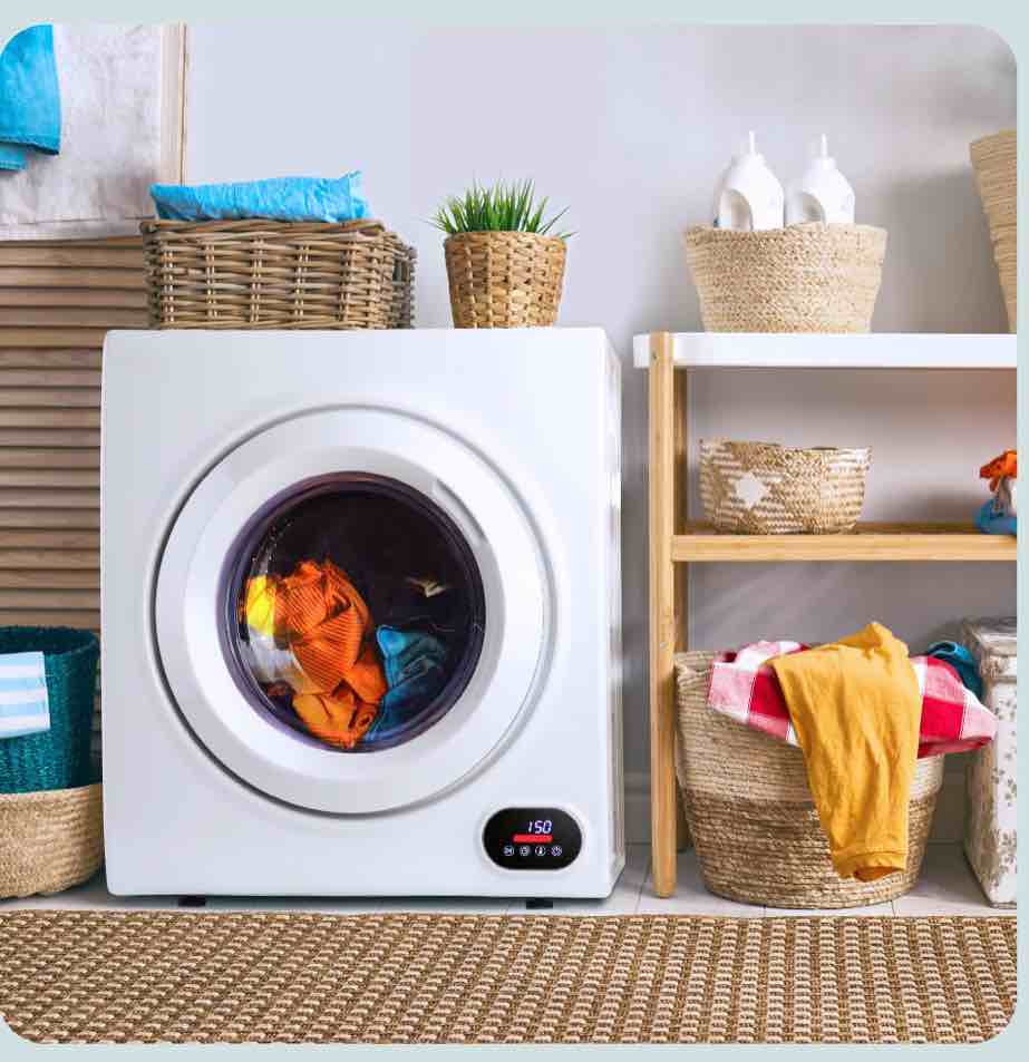 Simzlife 3.5 Cu.ft Portable Clothes Dryer  1500W  LCD Control  Exhaust Duct  22 in W  26.5 in H