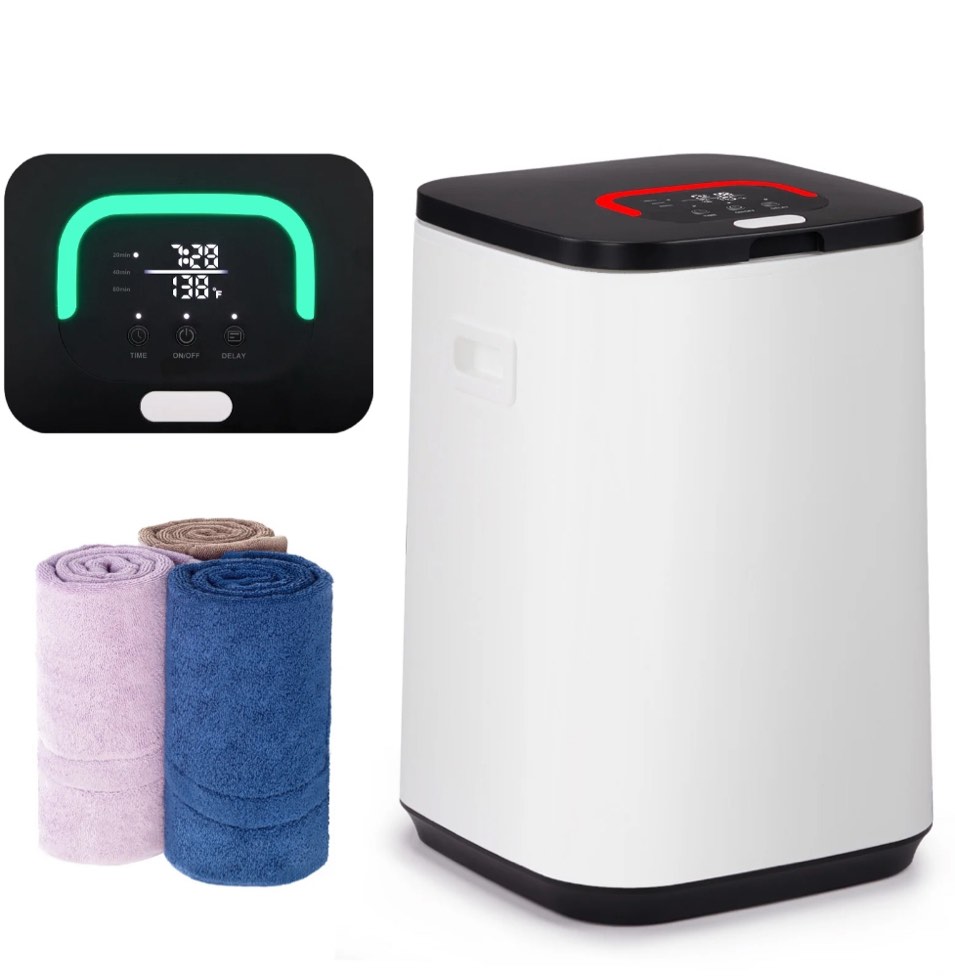 ktaxon towel warmer bucket style, large towel heater with adjustable timer, 24h delayed appointment, fragrance holder, auto shut off, fits up to two oversized towels for bathroom, hot tub, spa