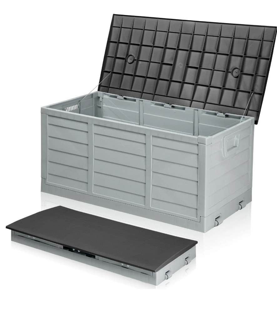 ktaxon 75gal outdoor garden resin storage deck box tools black