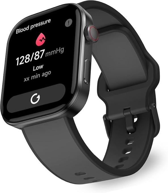 octandra beyond veryfit smart watch for men women 1.99" amoled screen ai voice 3atm fitness tracker watch heart rate/blood pressure/oxygen saturation/stress/step/sleep monitor (black & grey)