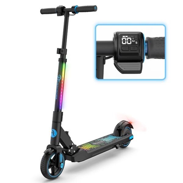EVERCROSS EV06C Kids Electric Scooter:Foldable,9.3 MPH,5 Miles Range,LED Display,Colorful Lights,Lightweight.Ages 6-12