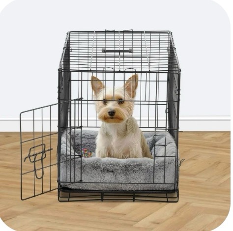 EDX Medium Dog Crate, 30" Single Door Folding Metal Wire Dog Cage with Plastic Leak-Proof Pan Tray